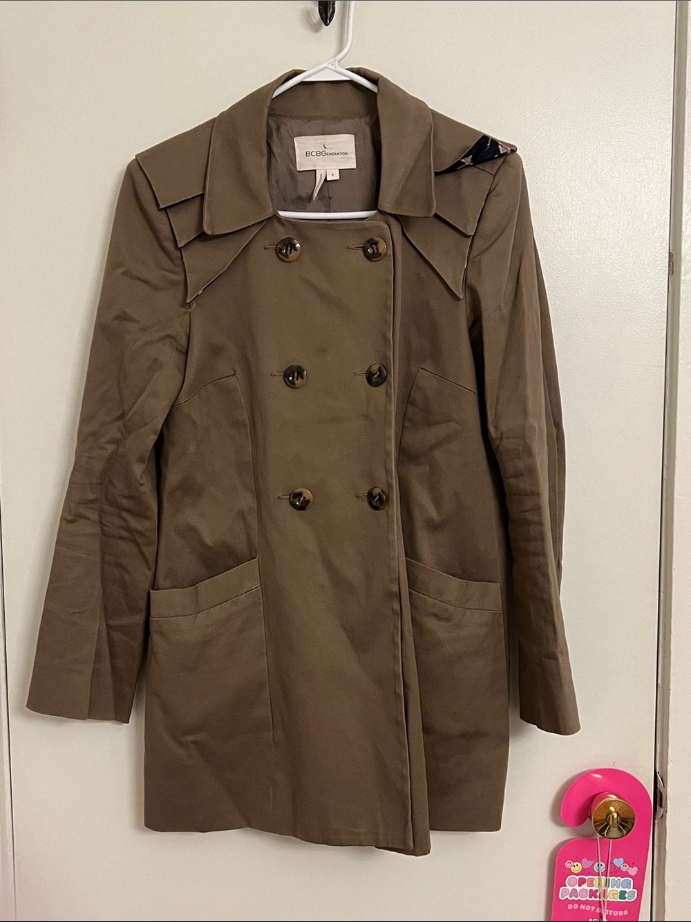 BCBGeneration Double-Breasted Brown Trench Coat